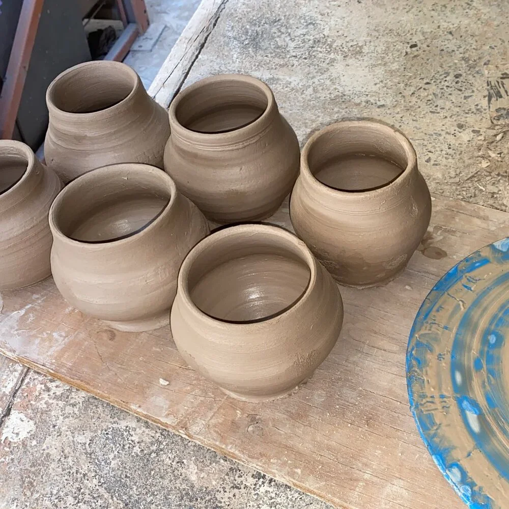 HANDMADE Speckled Whit and Blue Ceramic Mug, White and Blue, 3.5" H, Handcrafted - Picture 5 of 8